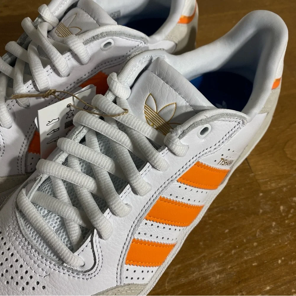 Size 9.5 - adidas Tyshawn Low White Orange Gold